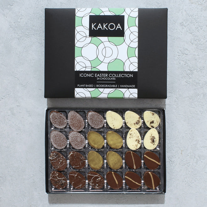 Kakoa Iconic Vegan Chocolate Selection Box - 15 Dairy-Free Chocolates | Brownie, Coffee, Caramel, Liqueur Flavors | Luxury Gift For Vegans